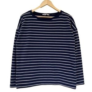BB Dakota Striped Long Sleeve Top French Terry Navy Blue White Nautical Preppy